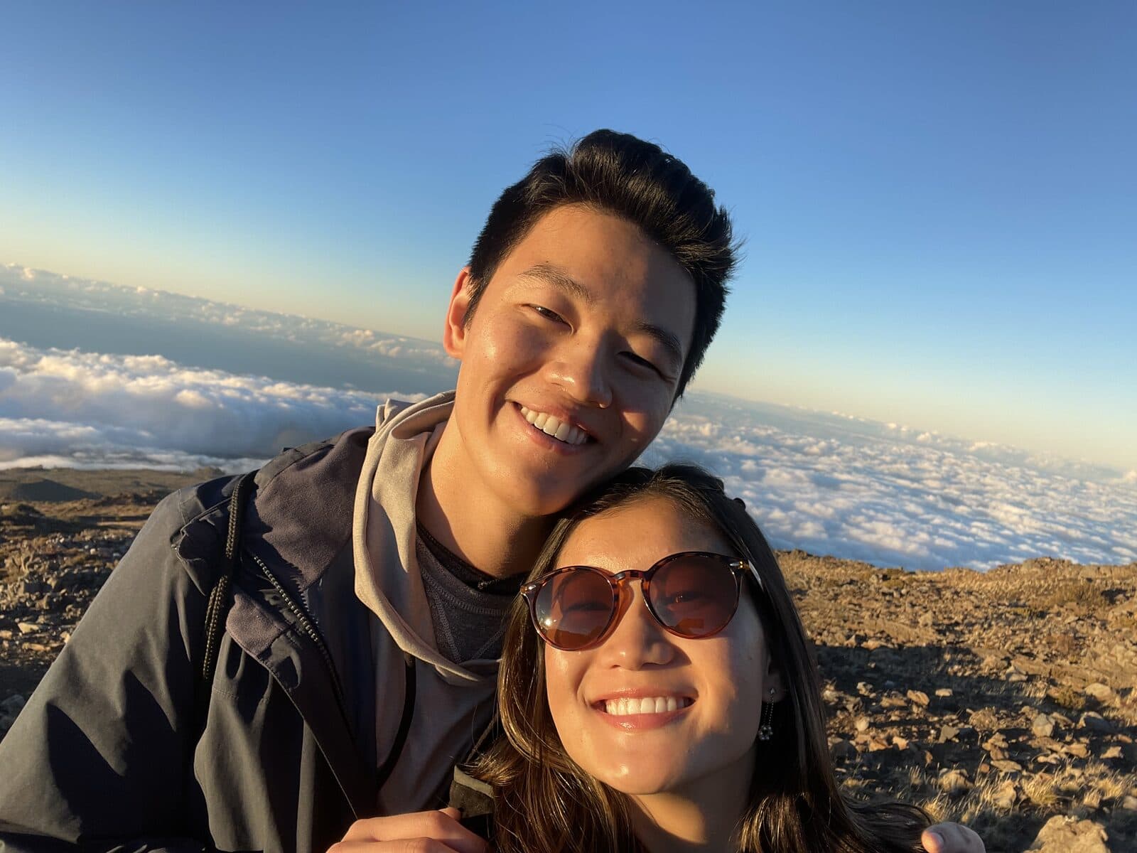 Henry with his sister at a mountain overlook
